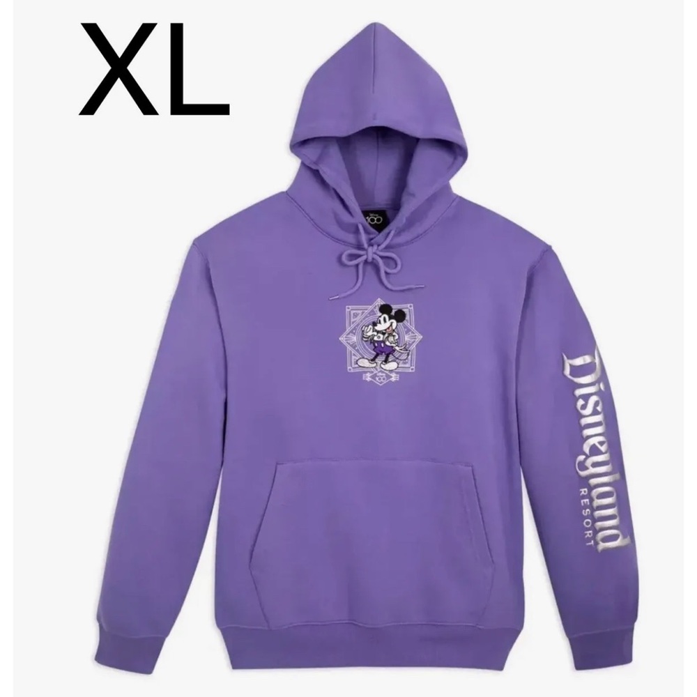 Disneyland Mickey Mouse and Friends Disney100 Pullover Hoodie Adults Purple